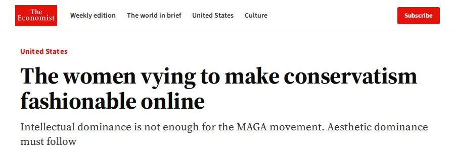 The Economist: The women vying to make conservatism fashionable online