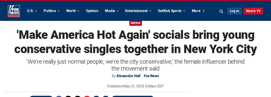 Fox News: ’Make America Hot Again’ socials bring young conservative singles together in New York City