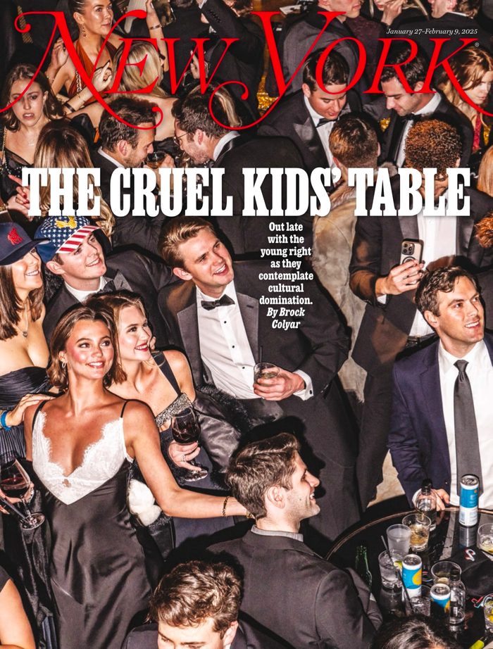 New York magazine cover: The Cruel Kids’ Table — out late with the young right as they contemplate cultural domination